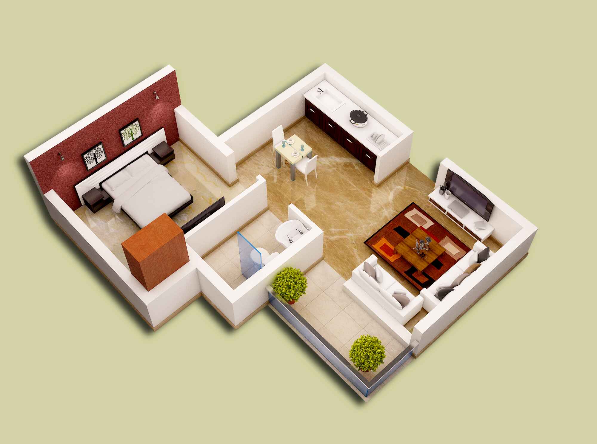 1 BHK plan